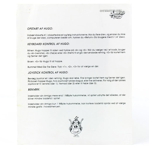 Skærmtrolden Hugo - Amiga manual