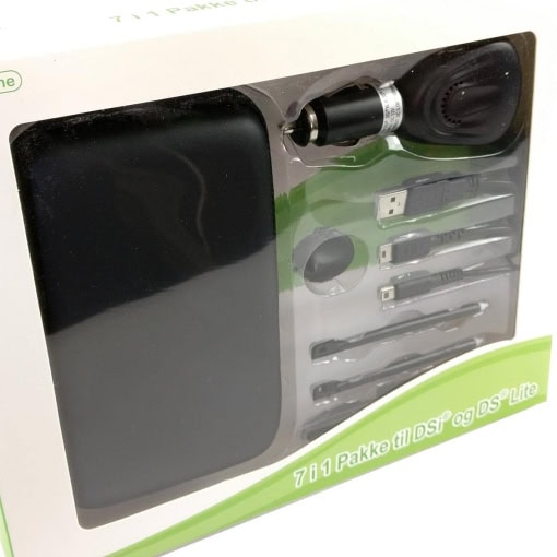7i1 "X" Pakke til Nintendo DSi og DS Lite (Sort) - Taske, oplader, stylus penne - Image 2