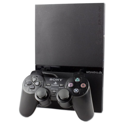 Playstation 2 Slimline konsol med Controller og alle kabler