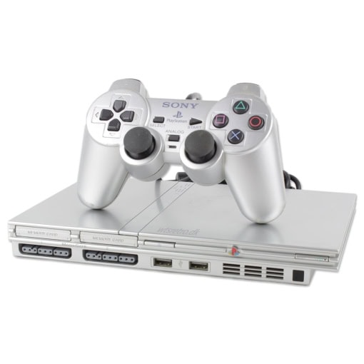 Playstation 2 Slimline konsol (Silver) med Controller og alle kabler - Image 2