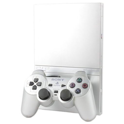 Playstation 2 Slimline konsol (Silver) med Controller og alle kabler