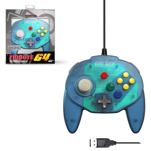 Retro-Bit Tribute 64 Ocean Blue USB Controller