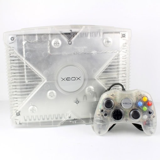 Xbox Original Konsol (Crystal) med Controller og alle kabler - Image 3
