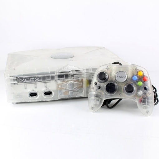 Xbox Original Konsol (Crystal) med Controller og alle kabler