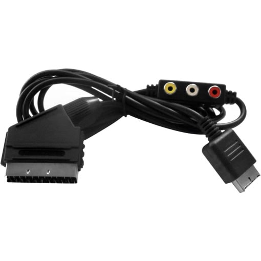 SCART kabel med RCA Composite til PS1 / PS2 / PS3 1.8m - Sort