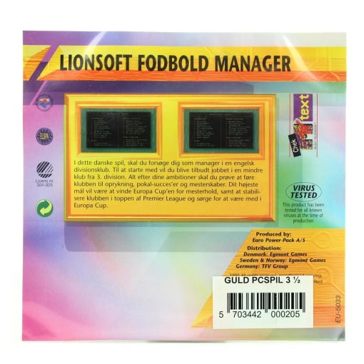 Lionsoft Fodbold Manager (PC/DOS, 3.5″ Floppy Disk, Euro Power Pack) - Image 2