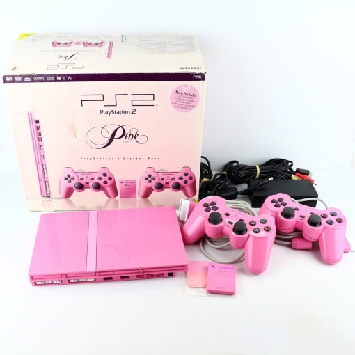 Playstation 2 Slimline med 2 Controllere og Memory Card (Pink - Boxed) - Image 3
