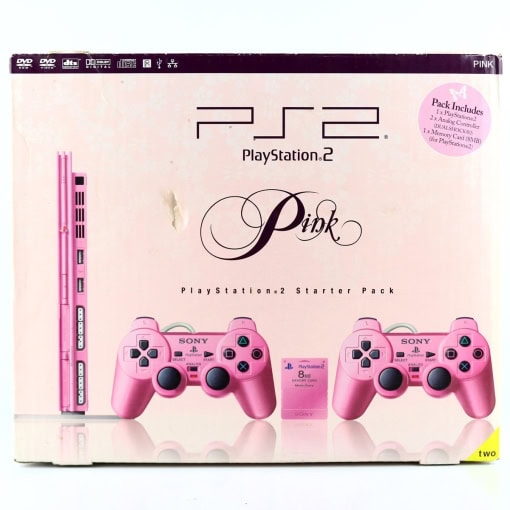 Playstation 2 Slimline med 2 Controllere og Memory Card (Pink - Boxed)