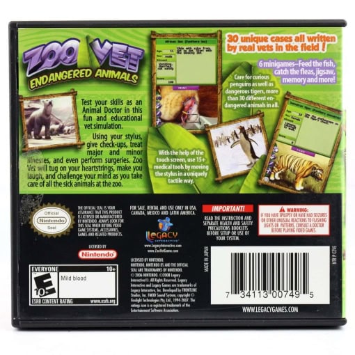Zoo Vet: Endangered Animals (Nintendo DS - USA) - Image 2