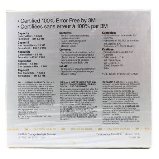 3M DS/HD 5.25" Disketter (10 PK) - Image 2