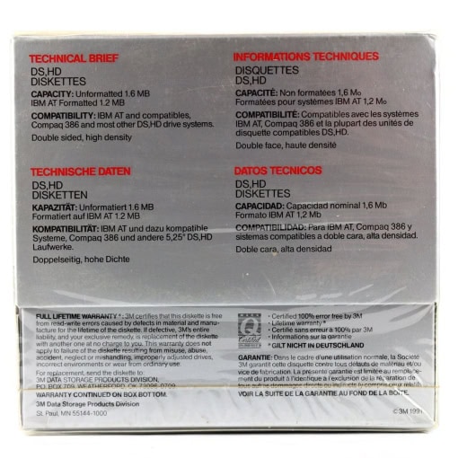 3M DS/HD 5.25" Disketter (11 PK) - Image 2
