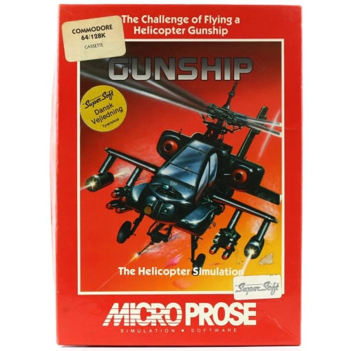 Gunship (C64 Cassette) inkl. dansk manual