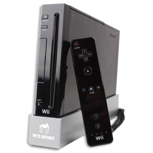 Nintendo Wii Konsol (Sort) med Wiimote og Nunchuck Controller